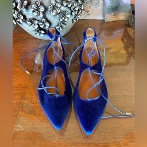 Aquazurra EU 39.5 Velvet Tie  Wrap Flats